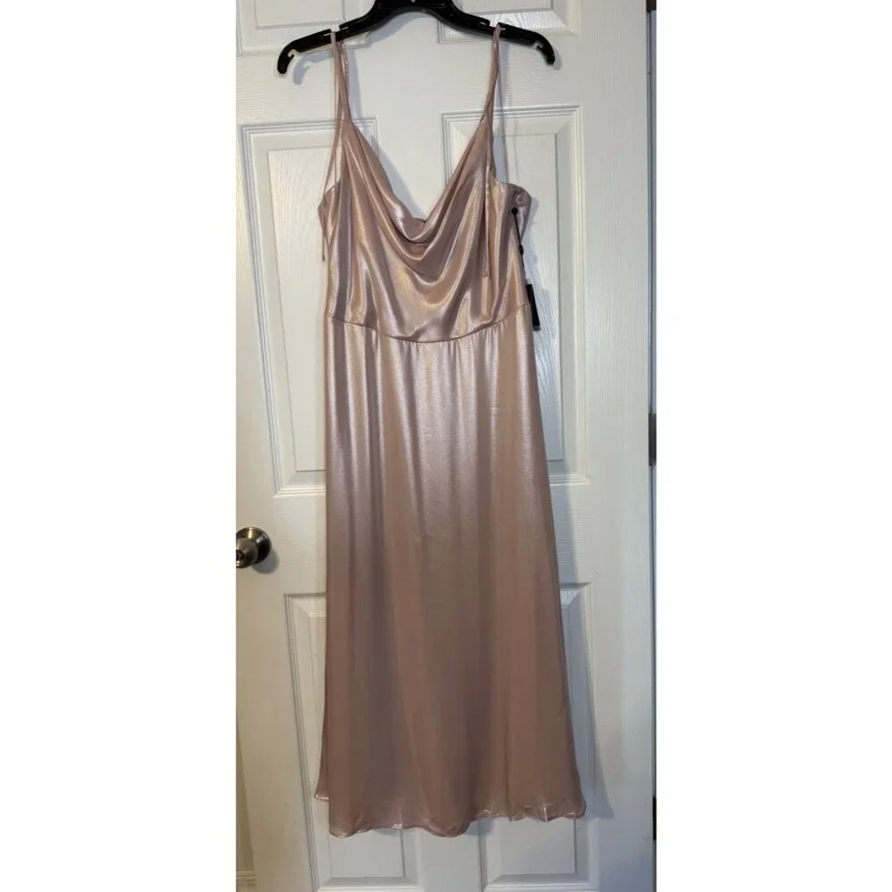 Adrianna Papell Dress 16 Blush Pink Cowl Neck Party Wedding Cruise NEW $199